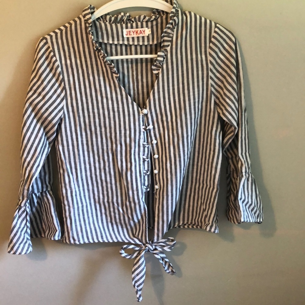 Blue and white striped top